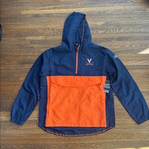 University of Virginia Navy and Orange Men’s Half Zip Pullover Windbreaker.
